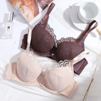 

Yimanli Women Underwear Memory Steel Rim Bra Comfortable Breathable Thin Section Small Chest Push Up Deep V Soft Cotton Lingerie