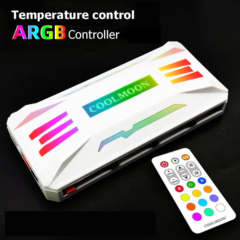 COOLMOON P-ARGB Controller 4Pin PWM 5V 3Pin ARGB Cooling Fan Smart Intelligent Remote Control Chassis Hub for PC Case | Компьютеры и
