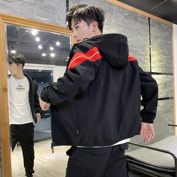

2019 Fashion jacket men hooded brand clothing outerwear homme outerwear plus size M-4XL patchwork harajuku coats male jackets