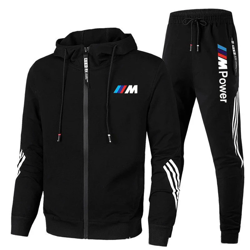 Men's Patchwork Sweatshirt set Hoodies Clothing Casual Loose Streetwear Male Fashion BMW Autumn Winter Outwear + Pants 2 Piece S mens tracksuit set