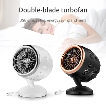 

Protable USB Small Fan Computer Desk Fan Home Creative Air Conditioner Cooling Fan Circulating Fan Double Leaf Turbo Cooling Fan