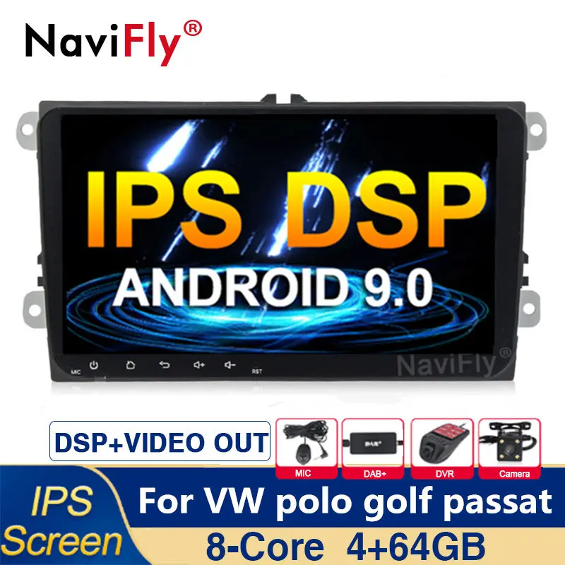 " Android 9,0 8Core ips DSP автомобильный Радио аудиоплеер для VW Polo Golf 5 6 passat b6 Tiguan; skoda роскошный rapid skoda rds gps