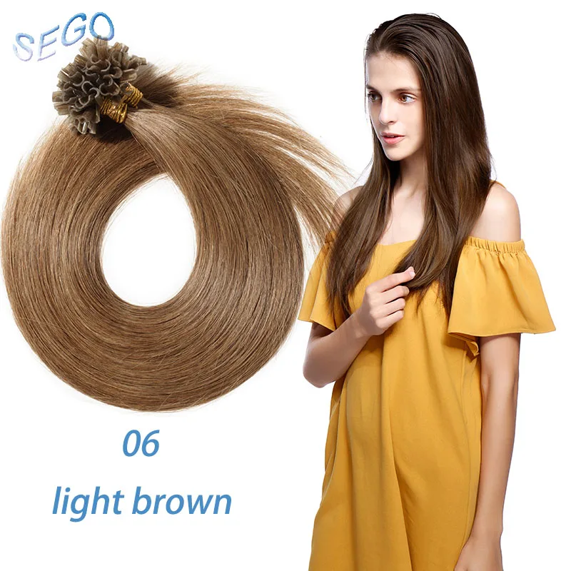 #6 SEGO прямые 1" 18" 2" 22" 2" кератиновые капсулы, человеческие накладные волосы для ногтей с u-образной окантовкой, предварительно скрепленные волосы для наращивания 1 г/прядь 50 г - Цвет: #6