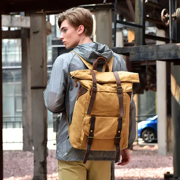 

Men's Shoulders Wraps Up Ancient Madskin Men's Bags Traveling Canvas Bags for Men's Waterproof Brain Bags 17" Large Capacity