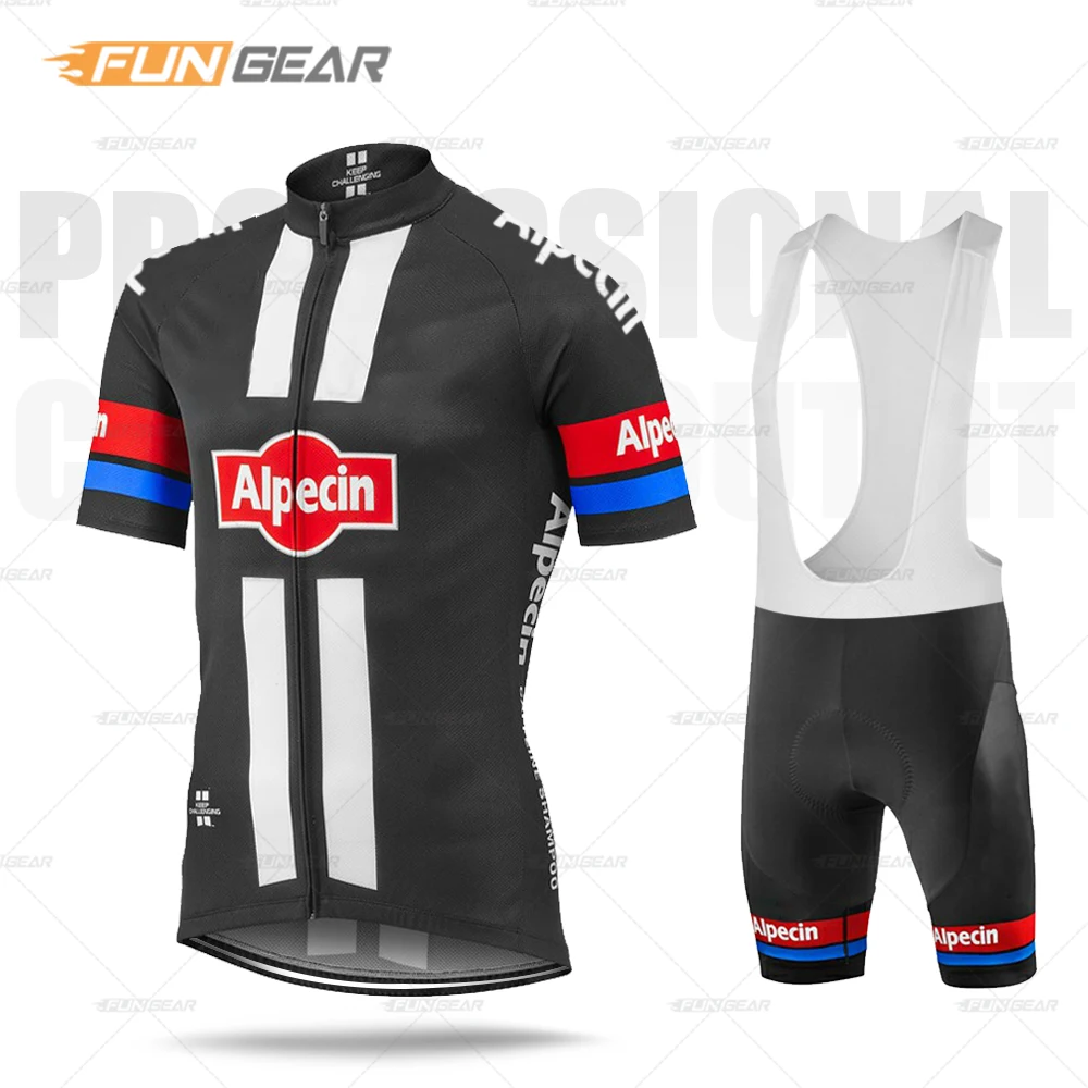 New Men Bike Jersey Set Cycling Clothing Short Sleeve Pro Team Tights Suit Maglia Alpecin Fenix Racing 2020 Triathlon Uniform