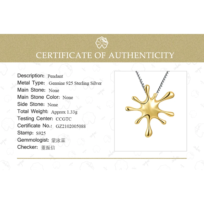 Lotus Fun Real 925 Sterling Silver Natural Creative Handmade Designer Fine Jewelry Splashing Metal Pendant without Necklace - Image 6
