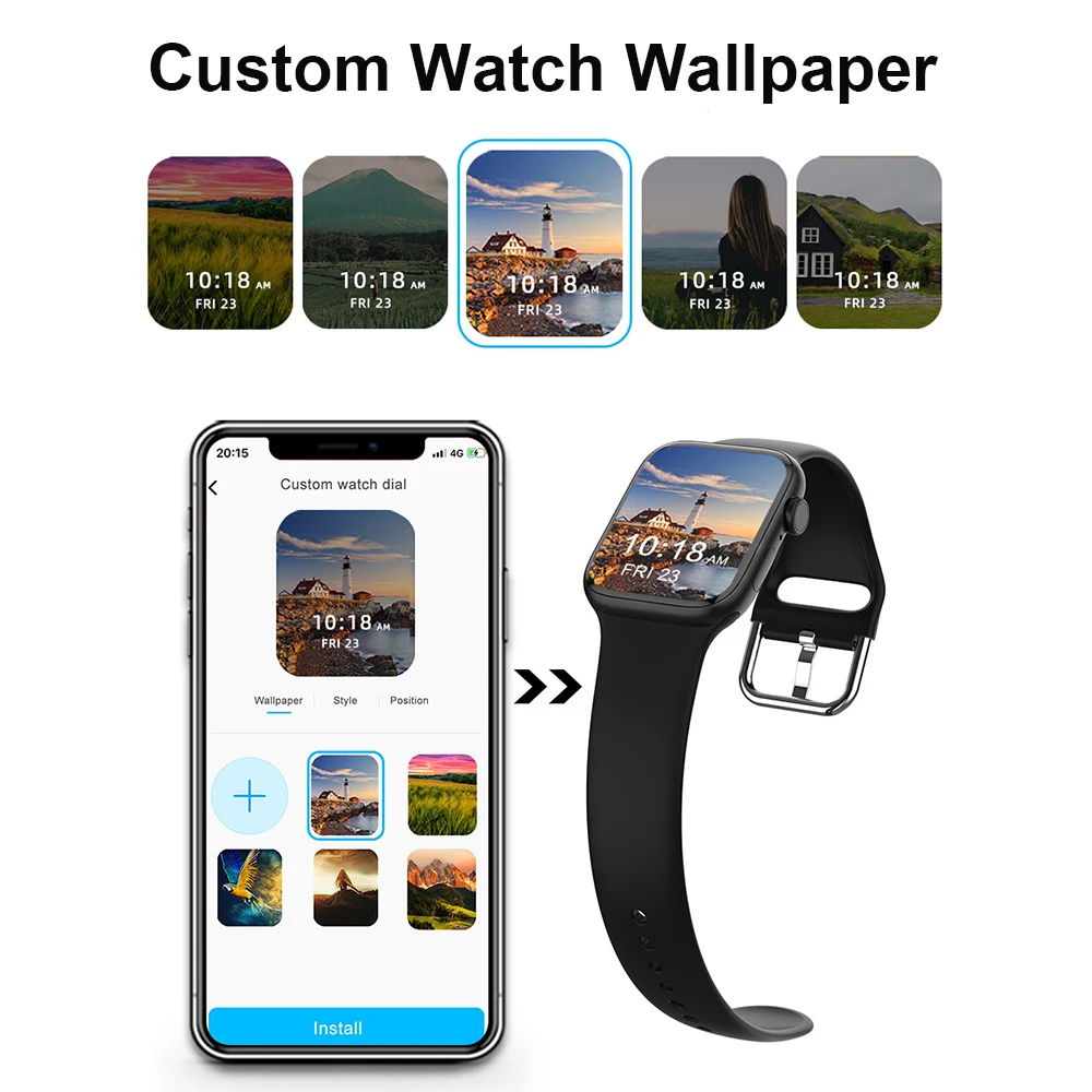 US $249.90 5pcs New IWO FK75 Smart Watch Series 6 175HD Infinite Screen Bluetooth Call Custom Background Heart Rate Monitor Smartwatch