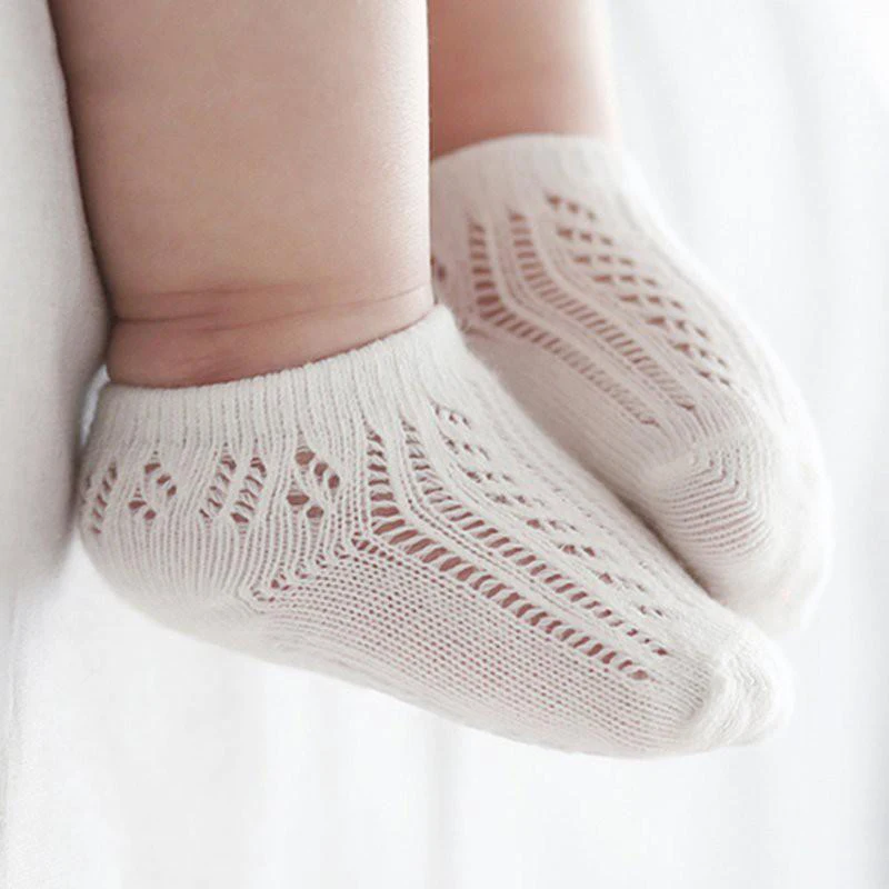Носки для малышей; сезон весна-осень; Новинка; хлопковые тонкие дышащие сетчатые Носки для маленьких мальчиков и девочек; белые мягкие носки для новорожденных;