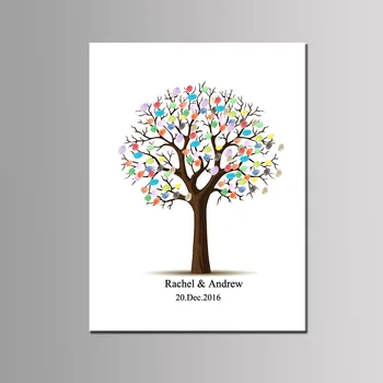 

1 Set 60*80cm Multi Size DIY Wedding Tree Canvas Painting Ceremony Party Decoratation Fingerprint Signature Guest Book With Ink