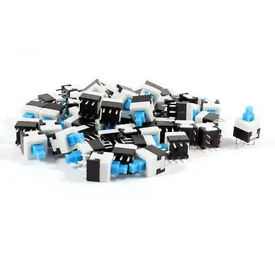 

50 Pcs DC 30V 0.5A 6 Pins Latching Blue Push Button Torch Switch 8x8mm