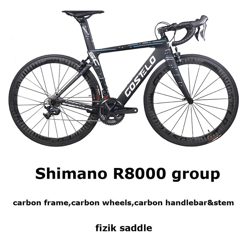 Blue R8000 carbon Costelo Speedcoupe полностью углеродное волокно рама для шоссейного велосипеда полный велосипед с 40 мм колесами группа дешево велосипед - Цвет: Blue R8000 carbon