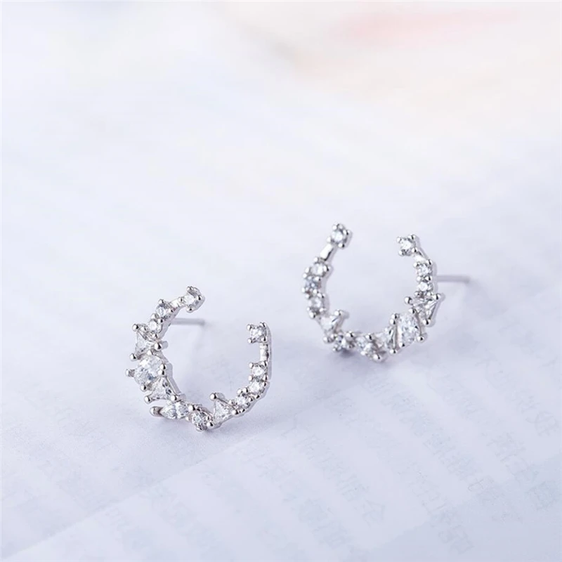 Corée lune créative sauvage irrégulière mignon 925 en argent Sterling tempérament personnalité à la mode femelle boucles doreilles SEA102
