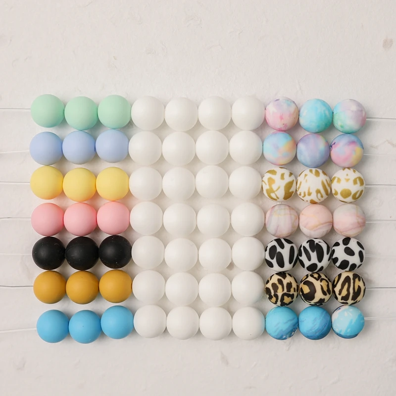 baby teething items in 3 months Let's make 50pcs 12mm Silicone Beads Watermark Planet Leopard Round Beads DIY Chewable Teething Beads BPA Free Baby Teether Toys baby teething toys best