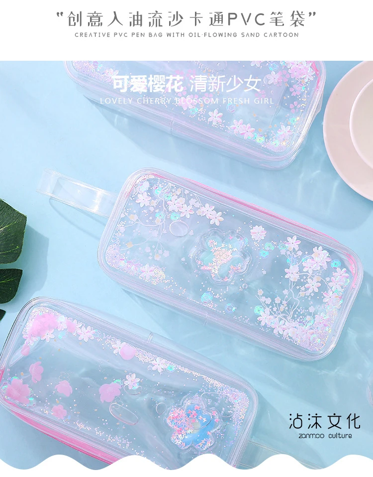 XZP Girl Pencil Case Transparent Oil Sandpaper Pen Bag Ins Style Cute Cosmetic Bag Wardrobe Organizer Travel Organizer Set