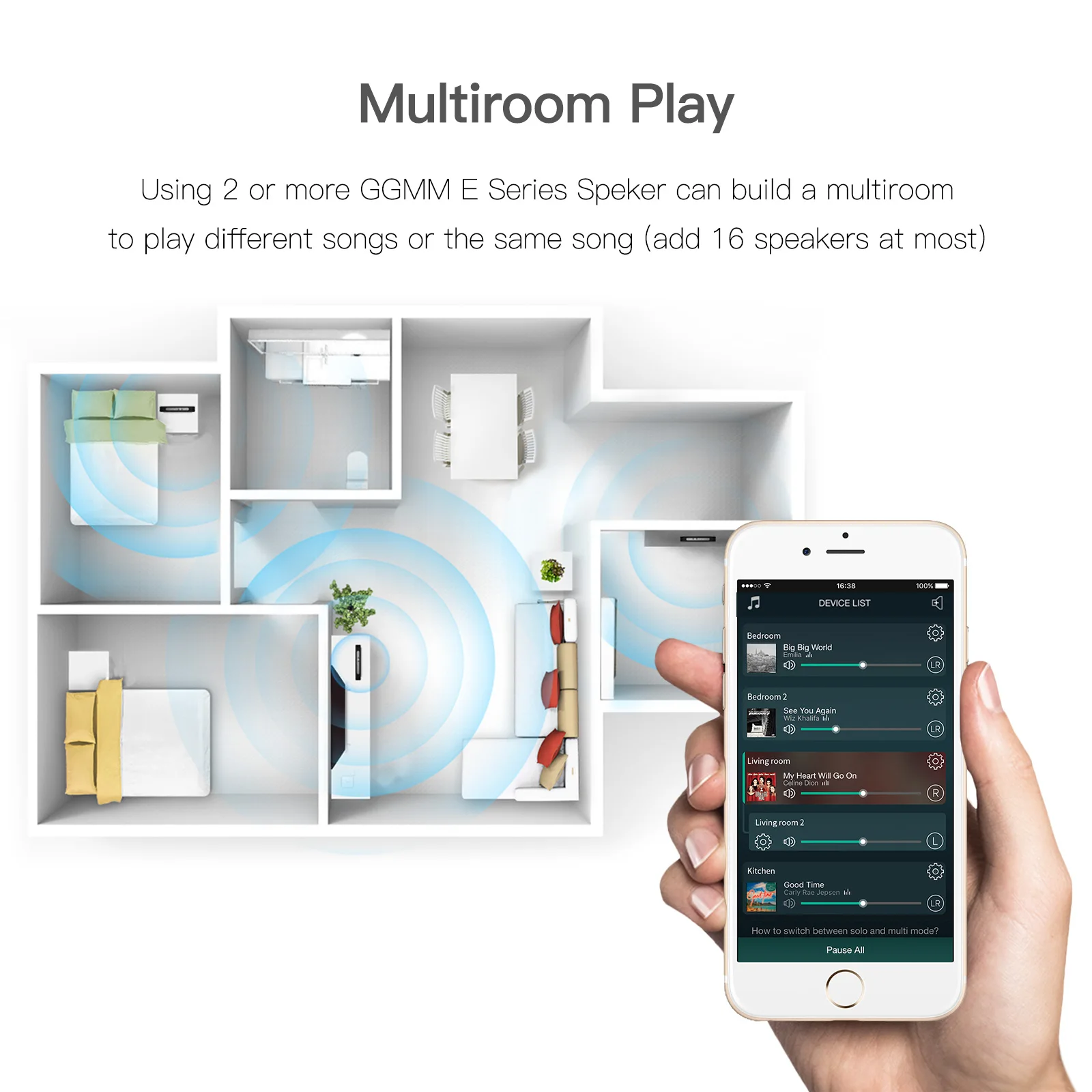 GGMM E5 Bluetooth динамик WiFi беспроводной 20 Вт портативный с басами для iPhone Android
