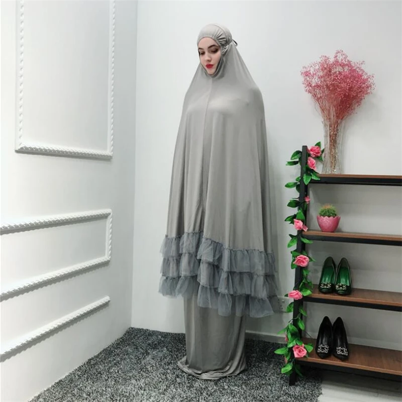 Большие размеры, элегантная одежда для поклонения eid, скромная одежда, 2 предмета, hijabs, Дубай, абайя, платье, Халат+ юбка, мусульманское платье для молитвы
