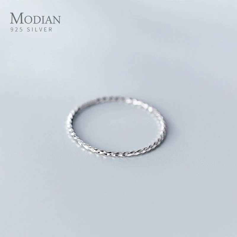 Modian-정통  라운드 서클 슬림 핑거 링 여성용, 심플한 기하학 반지 패션 고급 주얼리 비쥬