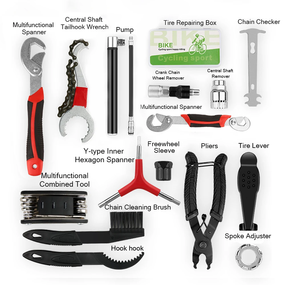 

MTB Bicycle Multifunctional Tire Repairing Kit Portable Bike Repairing Tool Bag 1 Set Maintenance Tool Ferramentas Sets with Bag