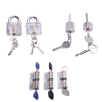

Keyed Padlock Transparent locks Combination Practice Locksmith Training Tools Visible Lock Pick Sets
