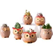 Качественные милые маленькие цветочные горшки в форме совы, керамические мини горшки для суккулентов, Креативные аксессуары для дома/сада/офиса, вазы