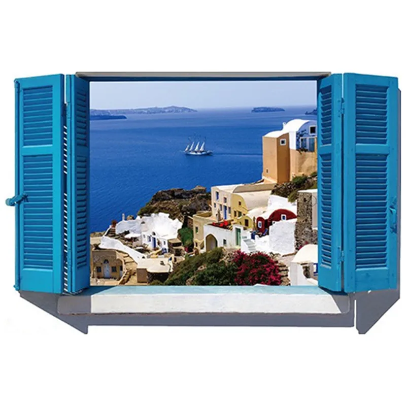 Украшения для дома Синий Средиземноморский вид на море Фреска морской замок