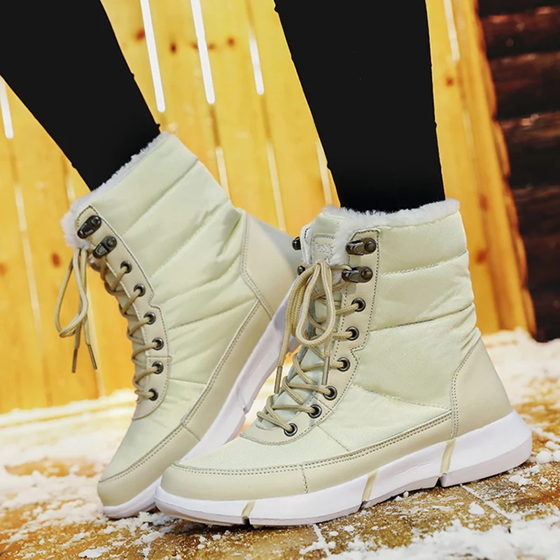 Новые зимние ботинки Мужская Уличная Мужская обувь зимние меховые теплые мужские ботинки зимние с плюшем Водонепроницаемые зимние ботинки Рабочая защитная Рабочая обувь - Цвет: Белый