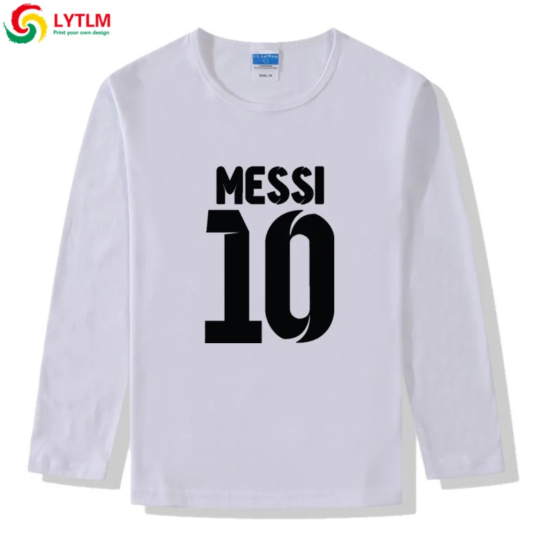 LYTLM XXX/футболка для мальчиков и девочек Lionel Messi Детская осенняя футболка года топы с длинными рукавами для мальчиков Одежда для мальчиков футболки для малышей - Цвет: CX LYCRA White