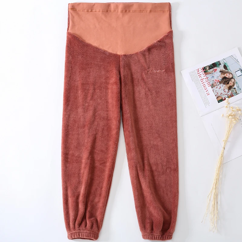 Одежда для беременных; зимние брюки; 4XL; мягкие коралловые бархатные брюки для беременных; домашние брюки; большие размеры; широкие брюки для беременных; женские пижамы