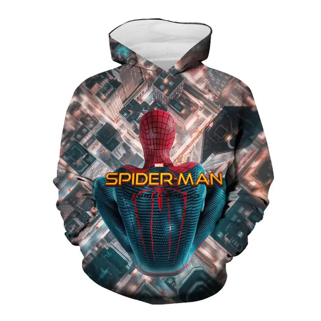 New Marvel Movies Spiderman Oversized Hoodies Kids Clothes Boys 3D Printed Casual Pullover Superhero Cartoon Black Sweatshirt Spiderman-50603