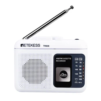 

Retekess TR-606 Portable Radio Cassette Playback FM AM Cassette Radio Magnetic Tape Voice Recorder 48cm Antenna 3.5mm Microphone