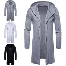 Пальто мужские толстовки повседневное европейский и американский стиль сплошной цвет с длинным рукавом Свободное пальто