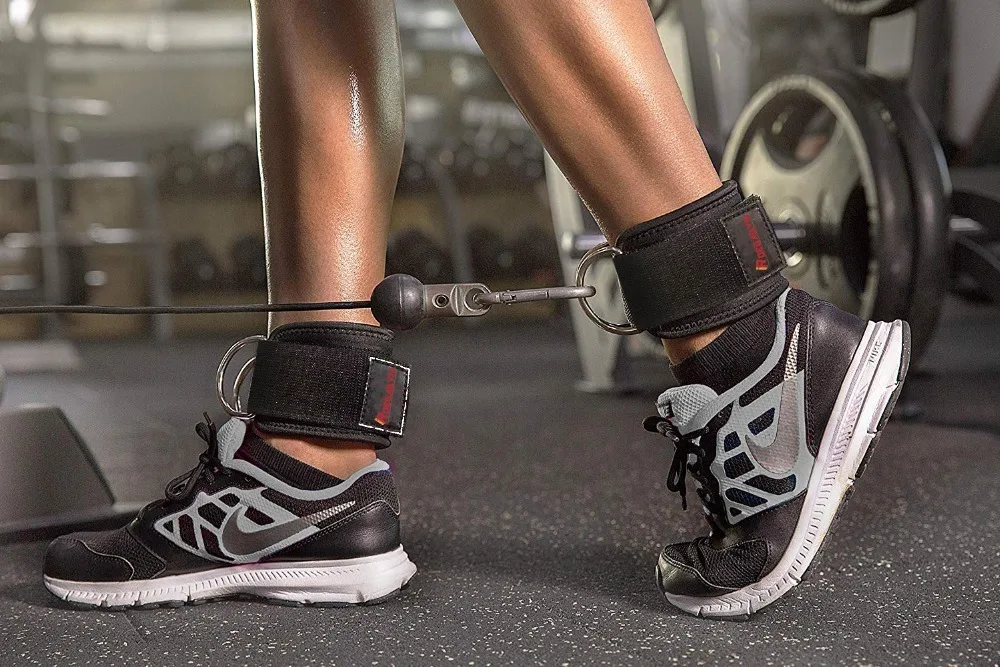 ROEGADYN двойное d-образное кольцо Регулируемый 2 шт. фитнес-ремень для защиты лодыжки ног тренажерный зал тренировки подъема хип-кабель ножной ремень с веревочной сумкой