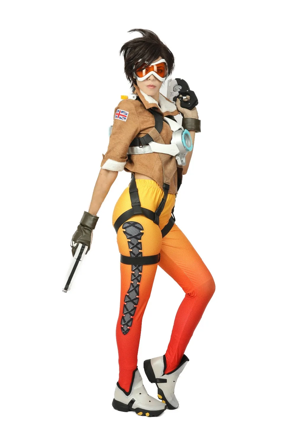 COSTHEME Overwatch Tracer костюм, Официальный лицензированный, Женский костюм для косплея Лена Октон Хэллоуин полный боевой костюм