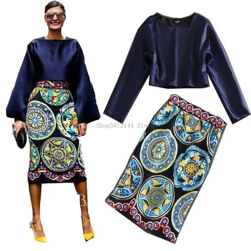 

Sexy 2 Two Pieces Set Women African Vintage Skirt Print Bodycon Summer Blouses Suit Plus Size Maxi Midi Skirts Tracksuit Dress