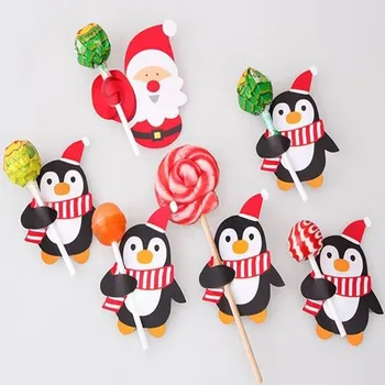 

Cute Penguin Santa Claus Lollipop Paper Card Birthday Party Wedding Decoration Christmas Candy Gift Supplies