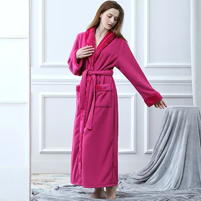 LIBWYS Ladies Dressing Gown Fluffy Super Soft Luxurious Hooded Full Length Robe for Women Plush Fleece Warm Bathrobe with Zipper 