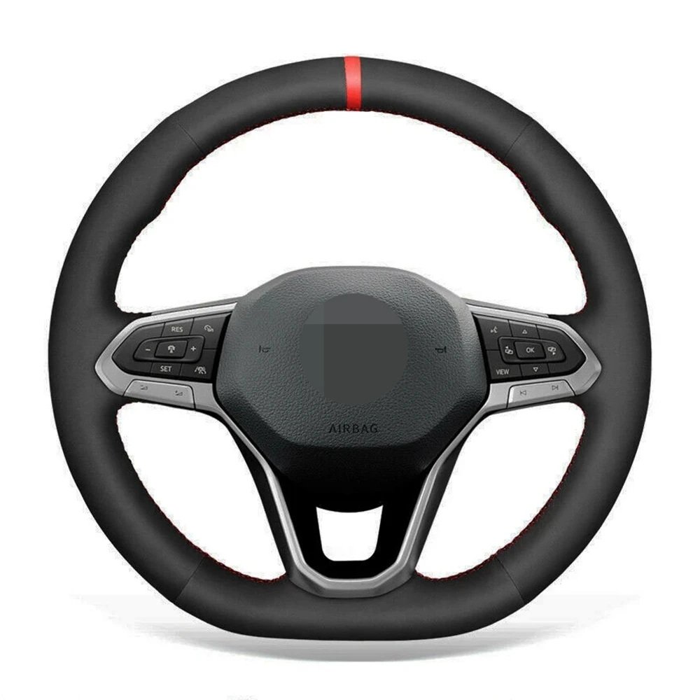 Car Steering Wheel Cover Black Antislip Black Suede For Volkswagen Vw