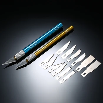 

Engraving Craft Knife Set Wood Carving Pens Tools with 12 Blades and Safety Cap for Cut and Trimming With Non-slip grip handle