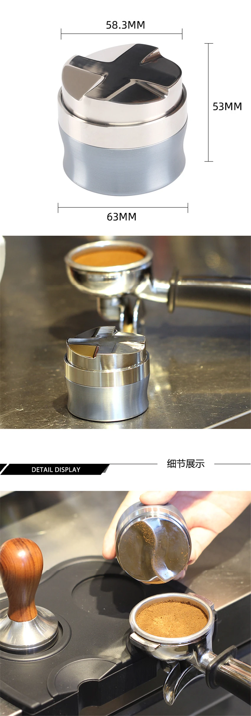 58,35 мм кофе трамбовщик с деревянной ручкой 304 нержавеющая сталь четыре листья молоток кофе порошок коврик кафе инструменты бариста набор