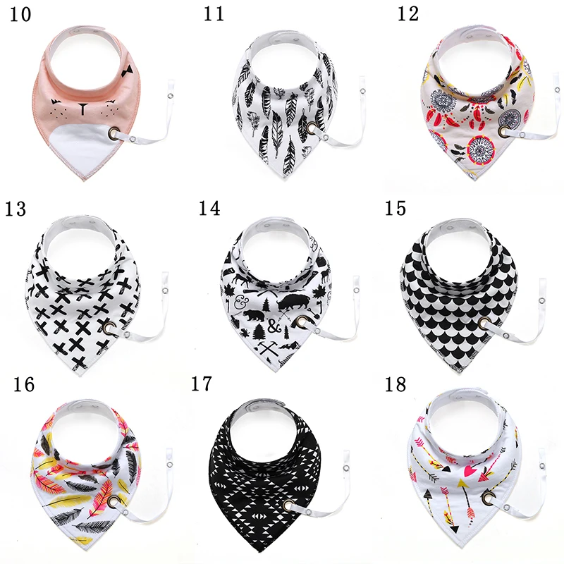Pretty Baby Infant Toddler Soft Triangle Bandana Bib Burp Saliva Towel with Pacifier Clip Water Absorb Bandana Baby Accessories