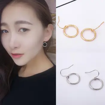 

Korean Simple Small Round Dangle Earrings for Women Geometric Circle Drop Earrings Hiphop GD Boys Cheap Fashion Party Jewelry