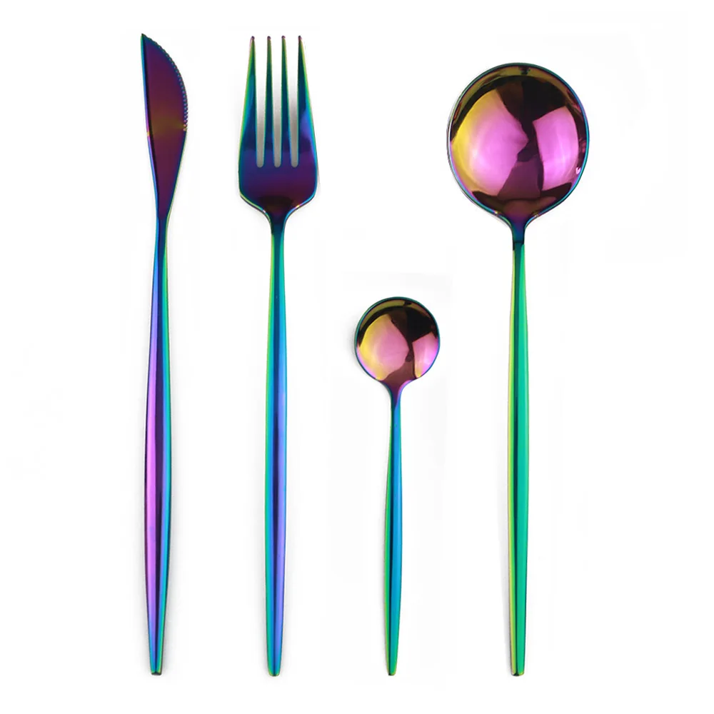 Lovely Matte Rainbow Spoon 18/10 Stainless Steel Spoon Flatware Set Mixing Spoon 