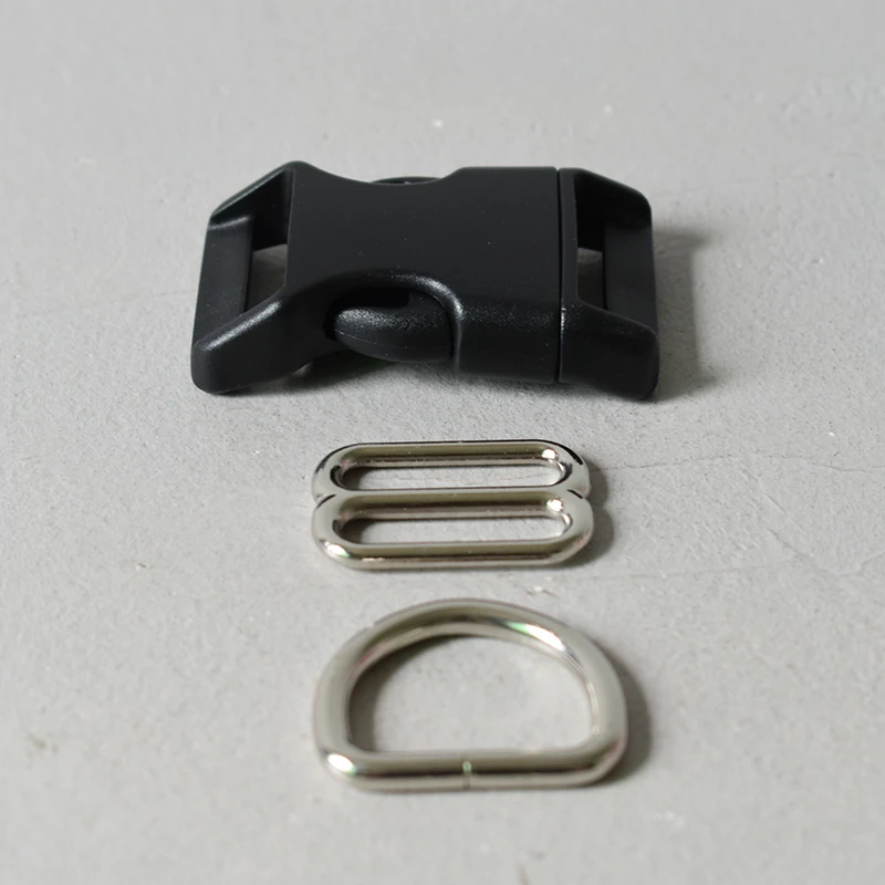 Silver 1 набор металлических ползунков пластиковые пряжки D кольца для DIY собачий ошейник 25 мм лямки для багажа на открытом воздухе paracord Швейные аксессуары - Цвет: Silver