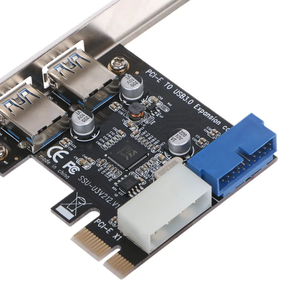 PCI Express USB 3,0 2 порта передняя панель с адаптером карты управления 4-Pin& 20 Pin