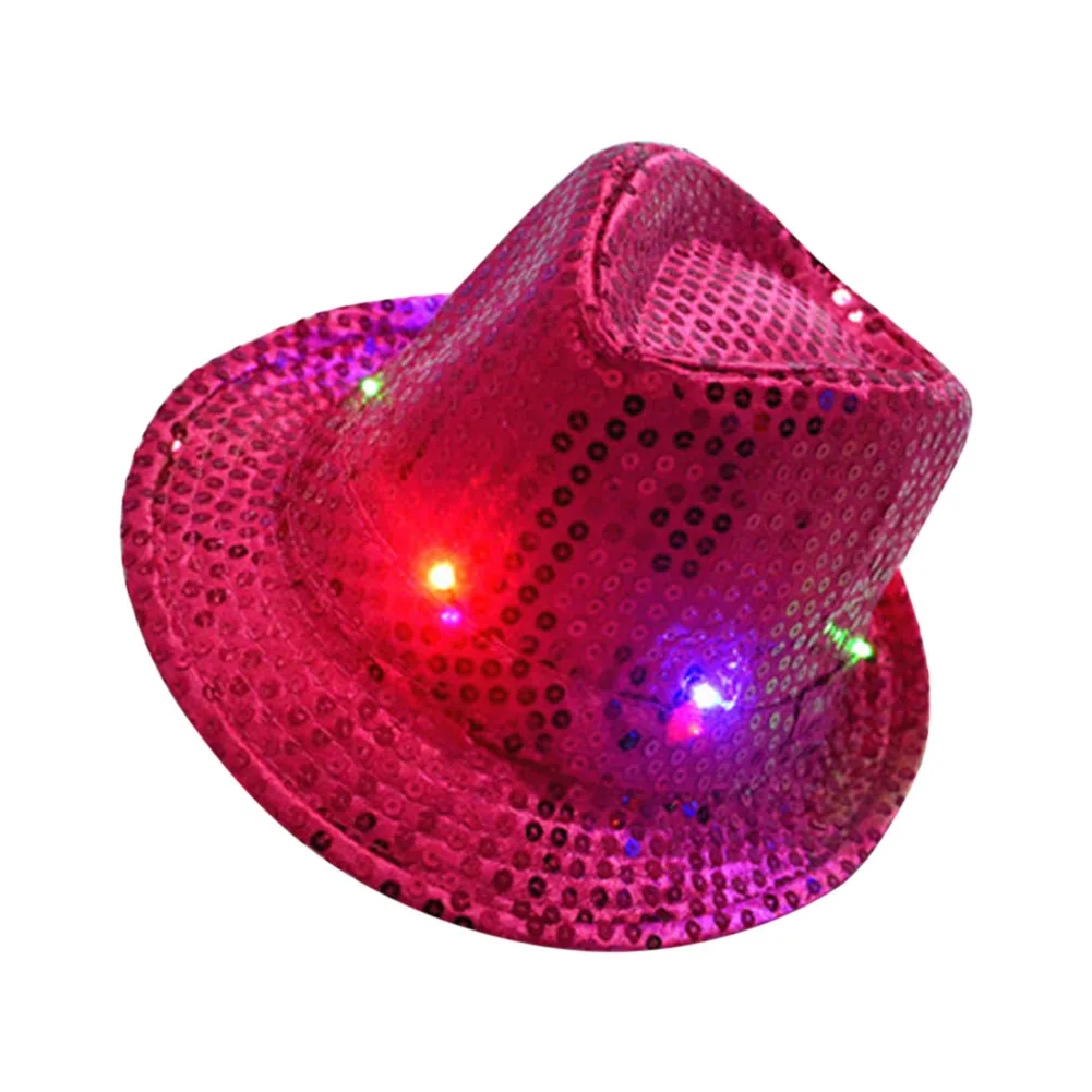 adult rose Новая мода для взрослых/Детские светодиодный Кепки мигающий светильник с блестками на шнуровке; для дня рождения; маскарадный костюм; вечерние шляпа реквизит Для женщин Для мужчин Повседневное Кепки s FIF66 - Цвет: adult rose