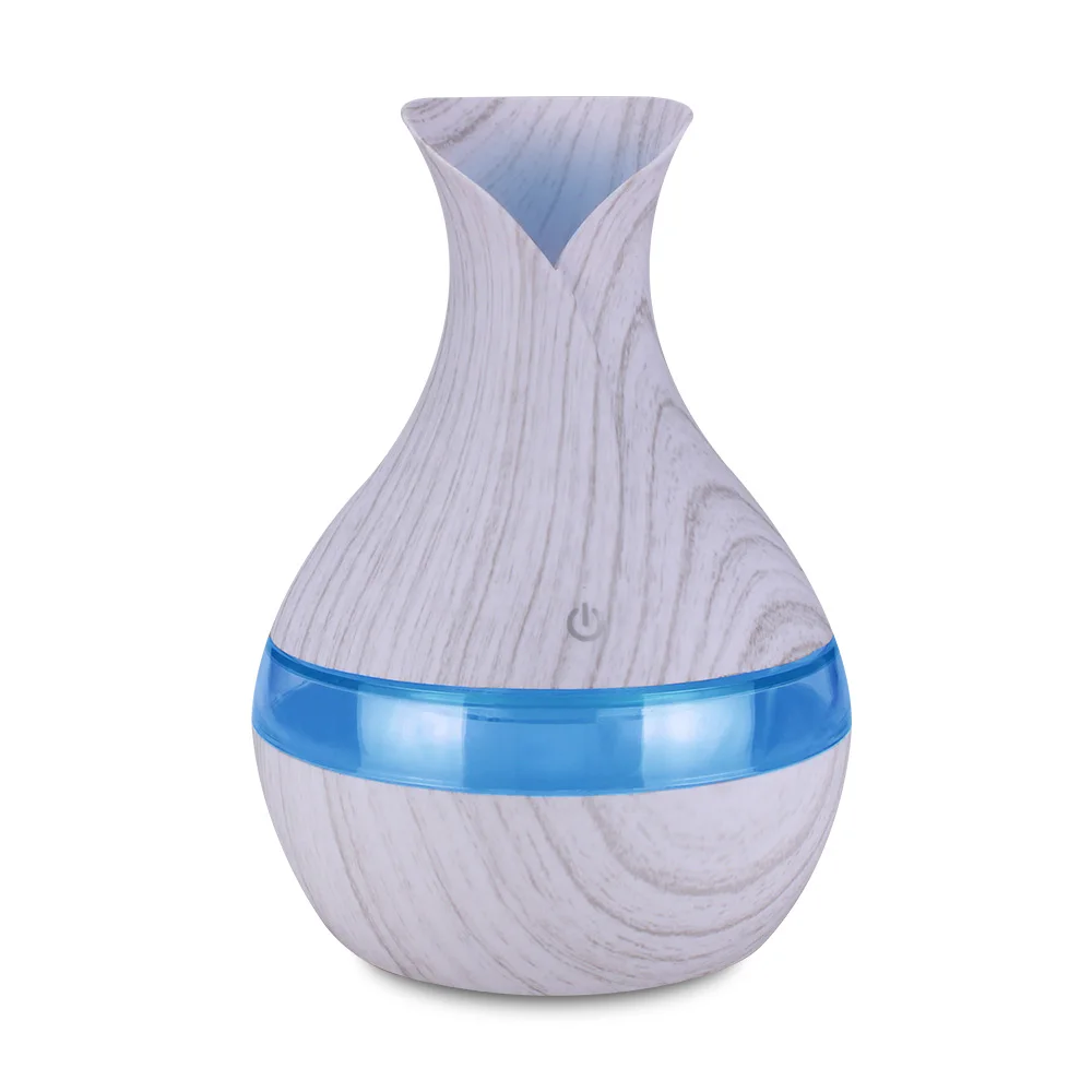 300ml Aroma Essential Oil Diffuser Ultrasonic Air Humidifier with white Wood Grain 7 Color Changing LED Lights for Living Room