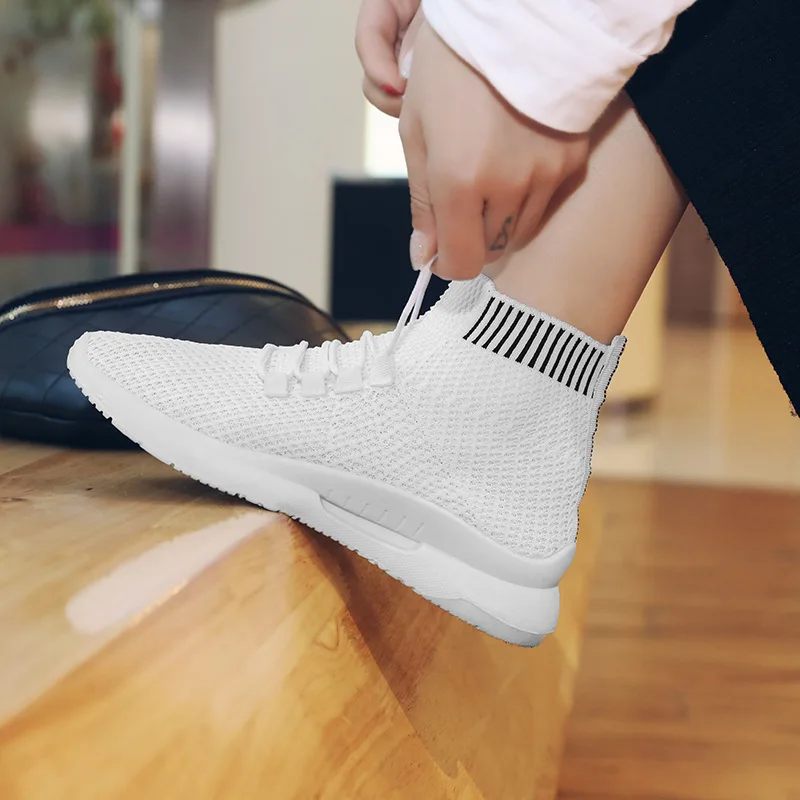 

Women's wa zi xie 2019 Spring And Autumn New Style Hight-top Fly Woven Mesh Shoes Breathable Sports Footwear Students Tide Shoe