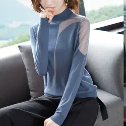 Новое поступление осенний Женский сексуальный прозрачный шерстяной свитер Модные женские кашемировые пуловеры, свитеры с длинными