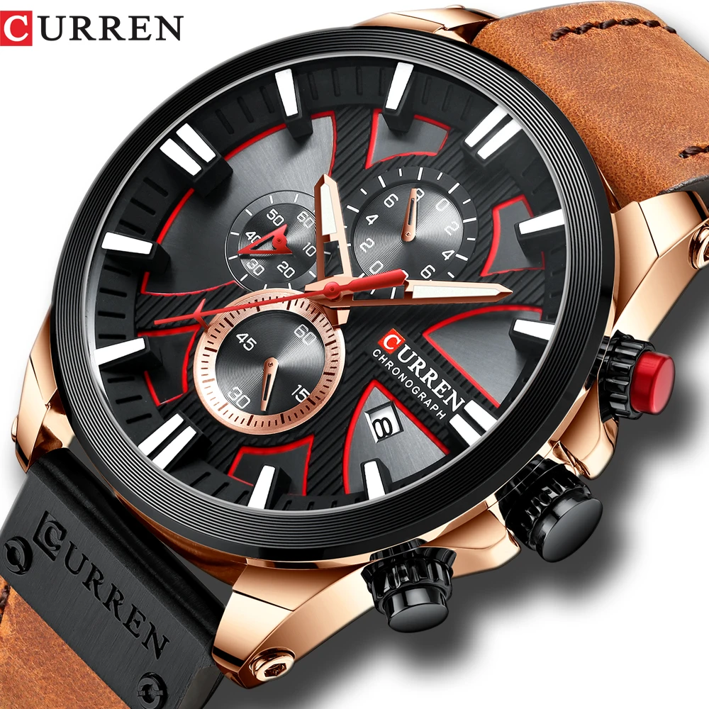 

Mens Watches CURREN 2019 Top Brand Luxury Fashion Leather Quartz Watches Casual Wristwatch Chronograph Waterproof Clock Male
