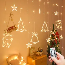 Christmas Tree Deer Bells String Lights Decoration Garland String Fairy Lights 3.5M Outdoor for Home Wedding Party New Year 2022